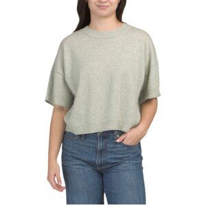 WILT Cashmere Crew Neck Short Sleeve Dropped Shoulder Sweater
